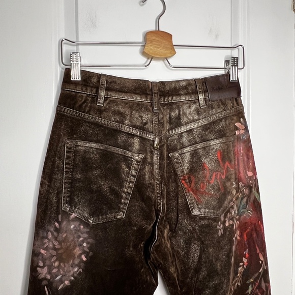 NEW Ralph Lauren Purple Kaida Metallic Bootcut Jeans In Lustrous Floral Size 27 - Picture 7 of 13